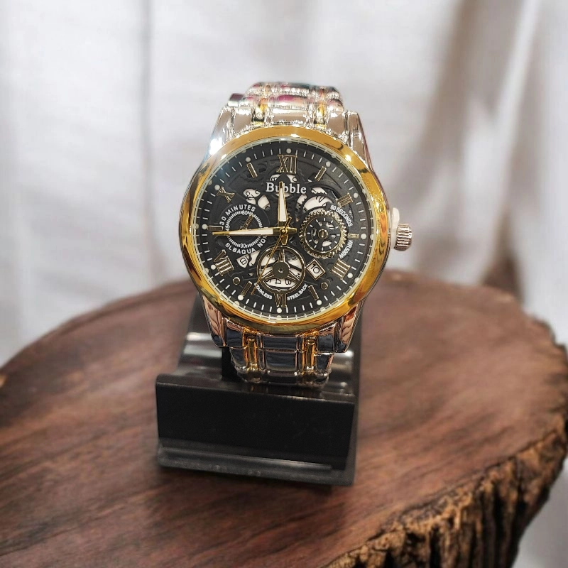 Ατσάλινο ρολόι unisex δίχρωμο με ένδειξη ημερομηνίας