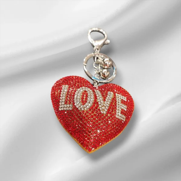 Μπρελόκ κόκκινη καρδιά ´´Love´´ με στρας