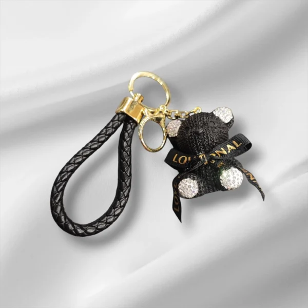 Μπρελόκ μαύρο αρκουδάκι τρισδιάστατο