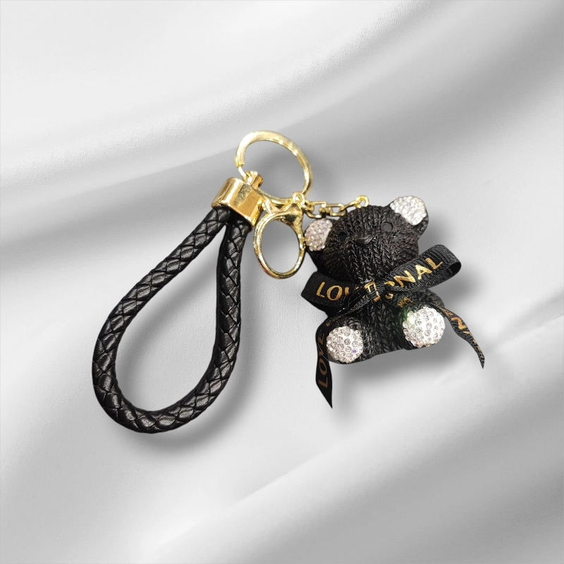 Μπρελόκ μαύρο αρκουδάκι τρισδιάστατο