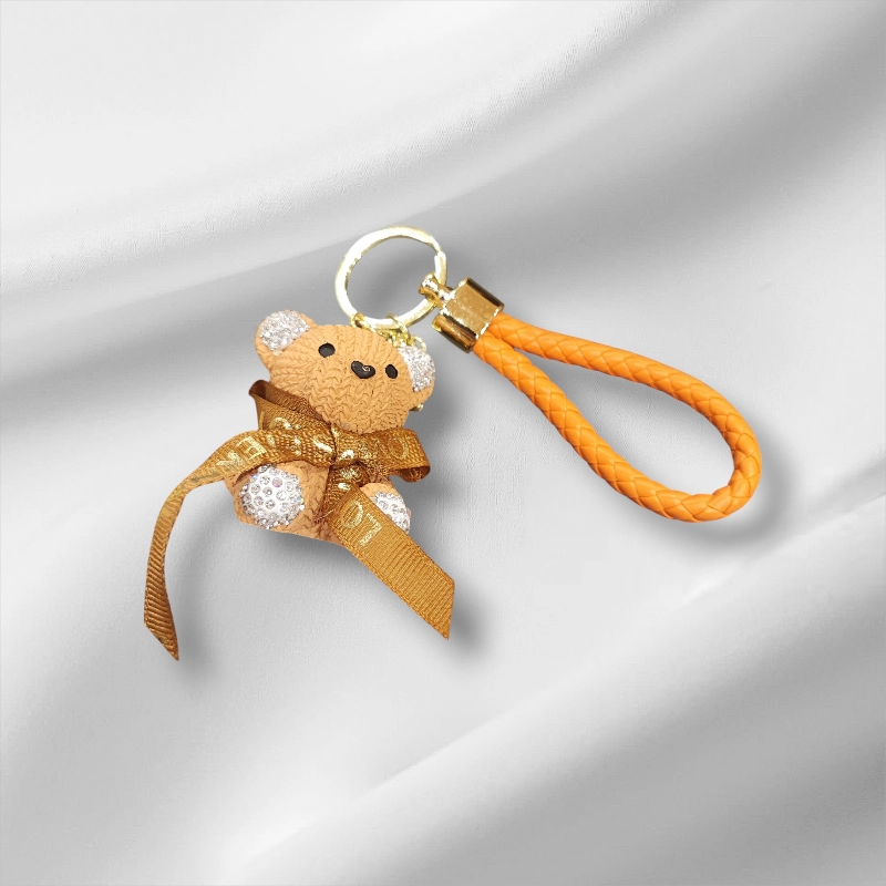 Μπρελόκ μπεζ αρκουδάκι τρισδιάστατο