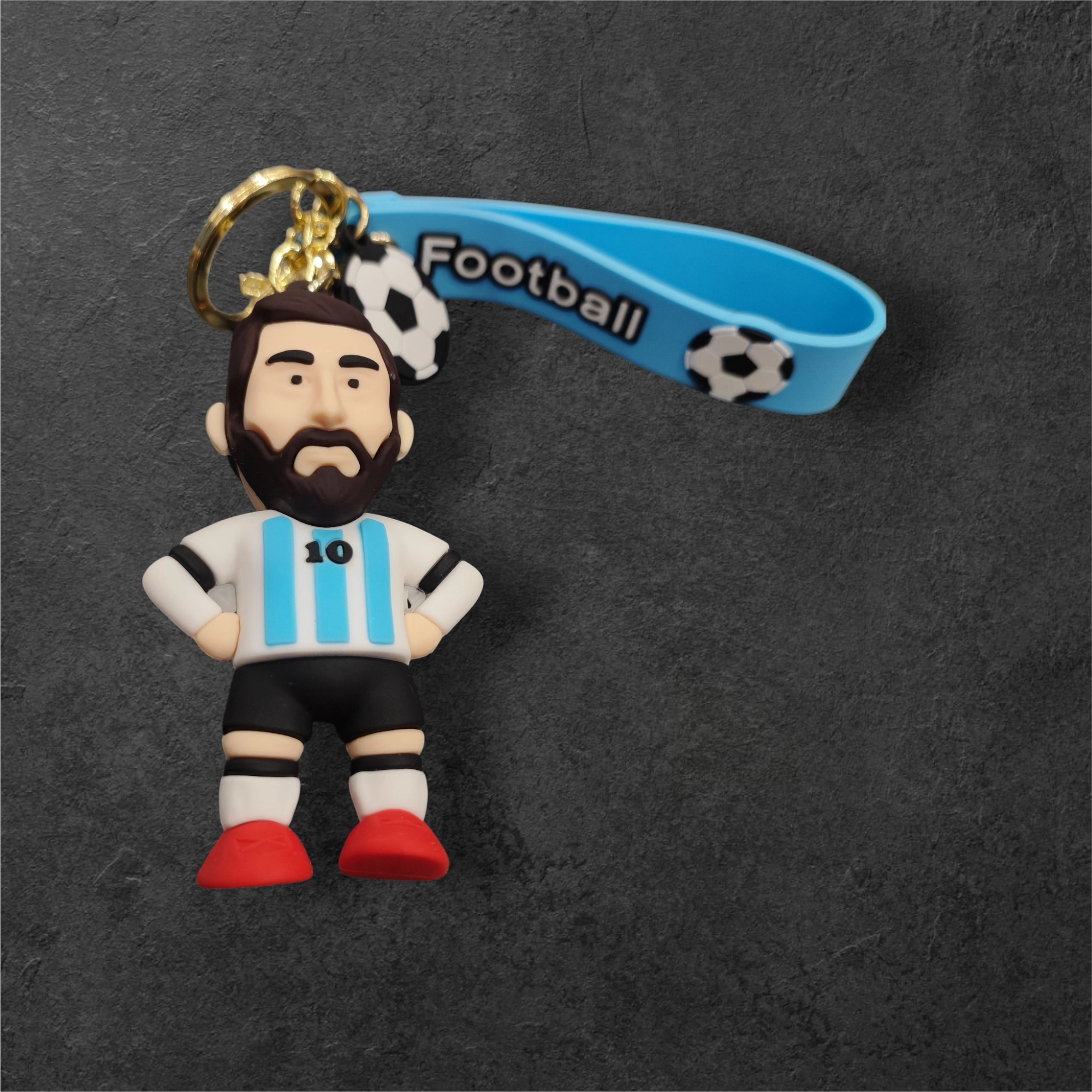 3d μπρελόκ Messi με γαλάζια λευκή εμφάνιση