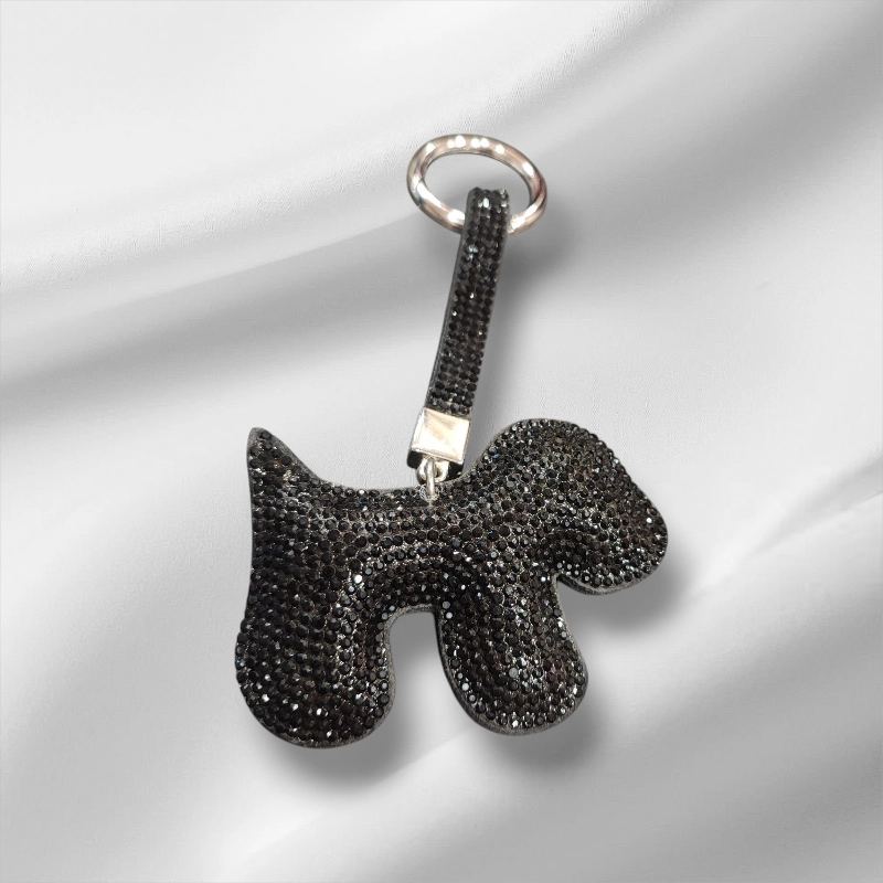 Μπρελόκ μαύρο σκυλάκι στρας