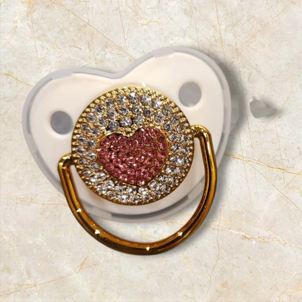 Πιπίλα μωρού λευκή με ροζ καρδιά