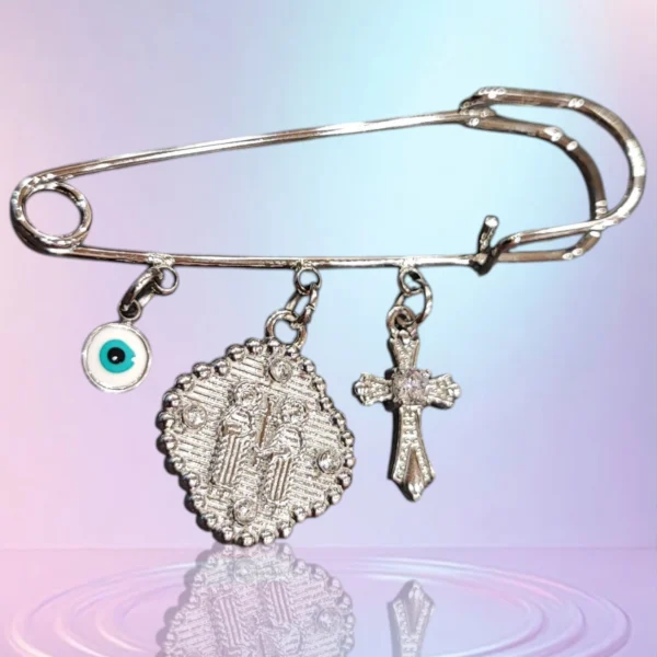 Ατσάλινη ασημί παραμάνα με τον αγιο κωνσταντίνο/αγια ελένη