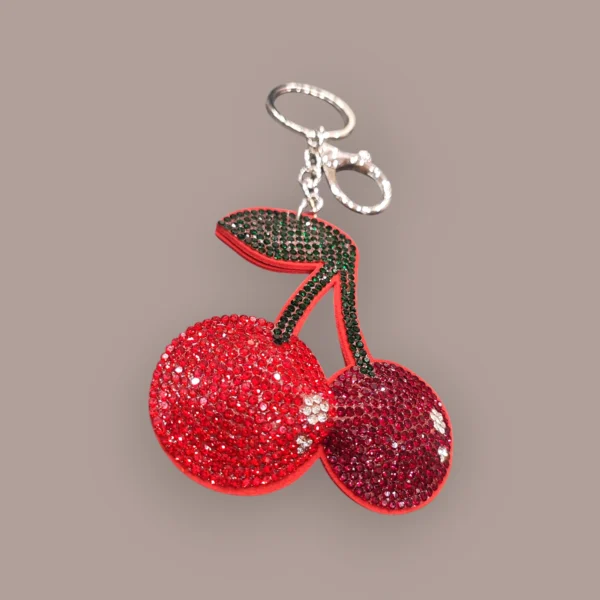 Μπρελόκ στρας κερασάκια με διπλό κρίκο