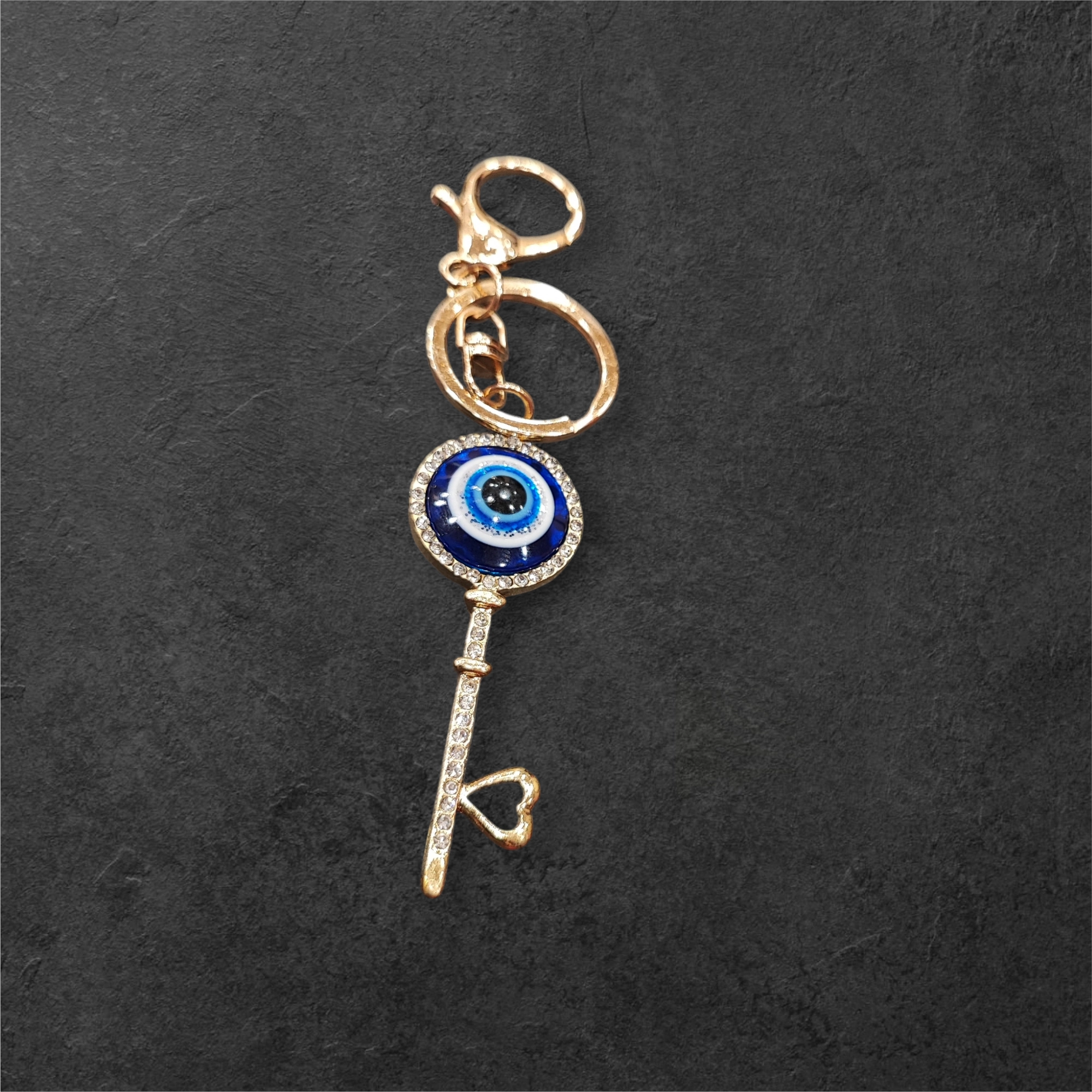 Μπρελόκ κλειδί με ματάκι,στρας και καρδιά