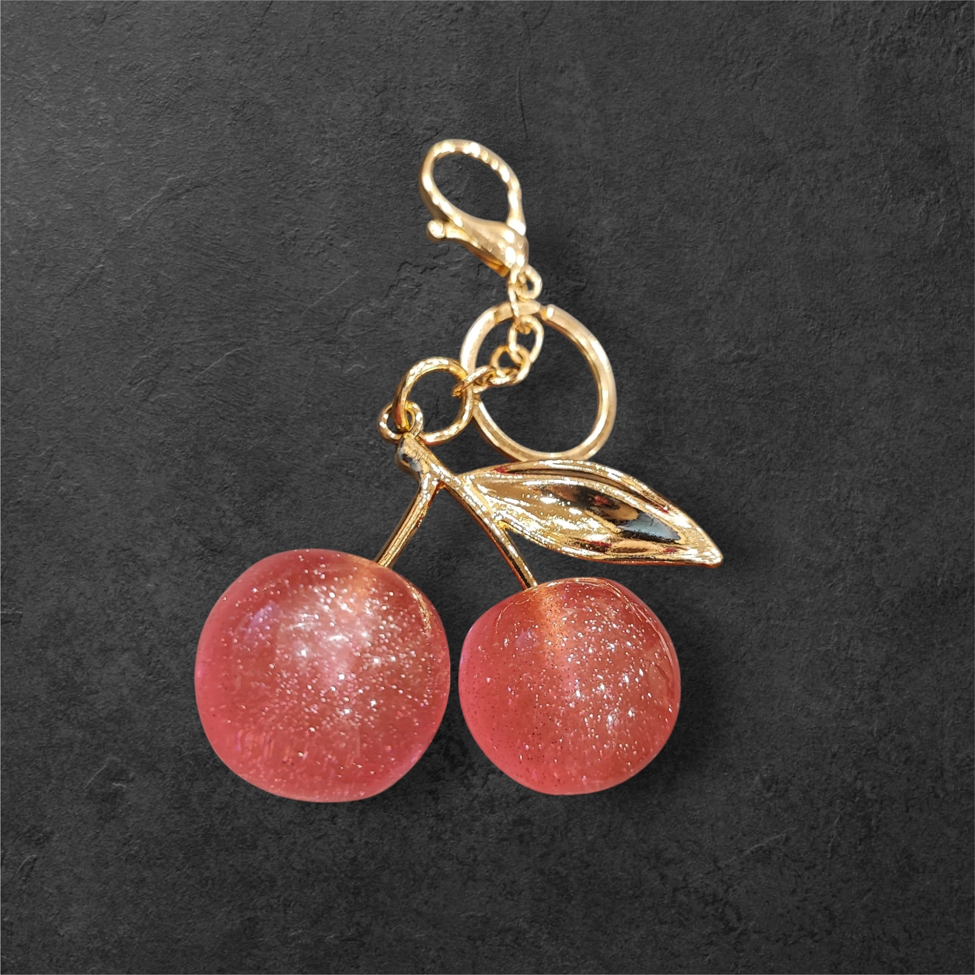 Ροζ κερασάκια μπρελόκ μεγάλο μέγεθος