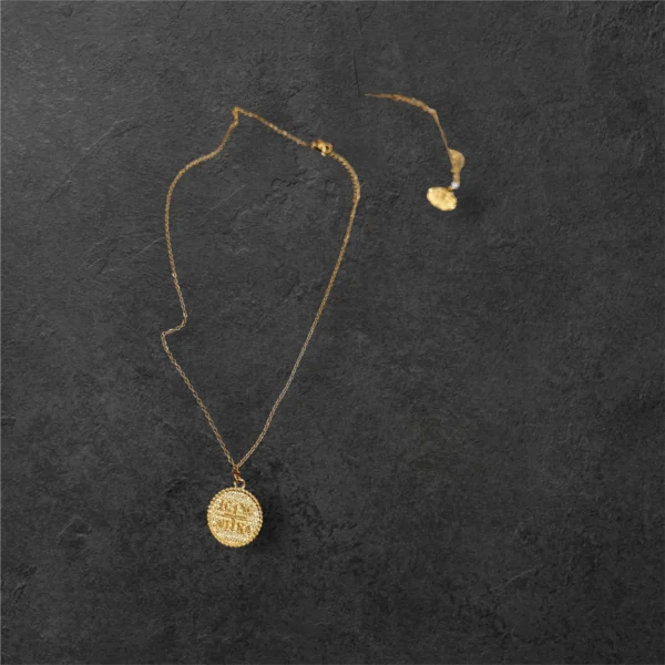 Ατσάλινο κολιέ κωνσταντινάτο διπλής όψεως σε χρυσή απόχρωση