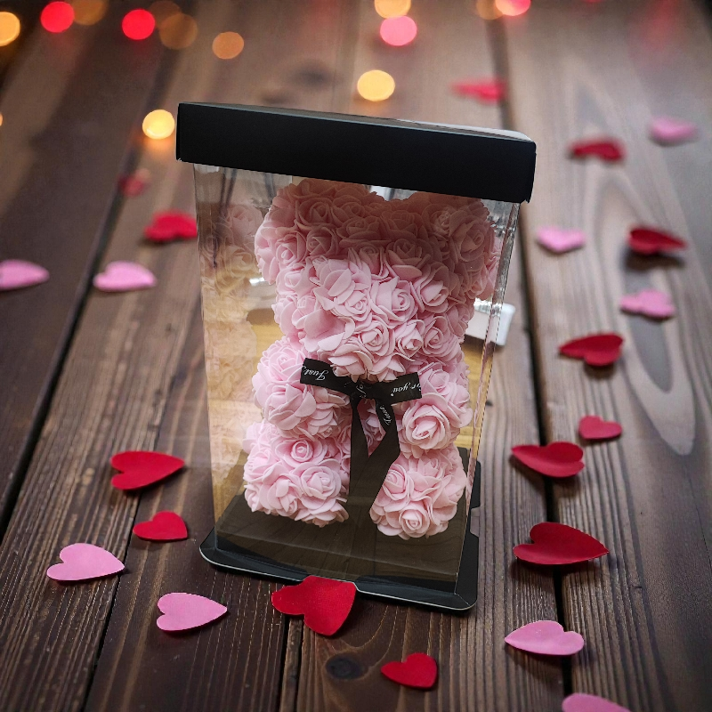 Rosebear ροζ με κουτάκι δώρου
