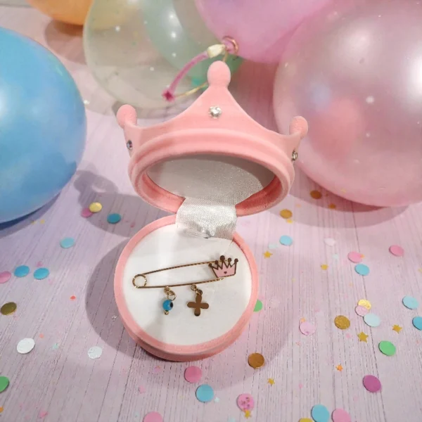 Ατσάλινη καρφίτσα κορώνα για νεογέννητο κοριτσάκι