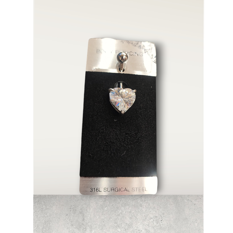 Χειρουργικό ατσάλι σκουλαρίκι αφαλού καρδιά στρας