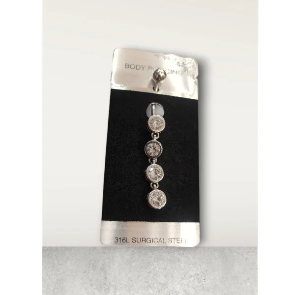 Χειρουργικό ατσάλι σκουλαρίκι αφαλού με στρογγυλά στρας κρεμαστά