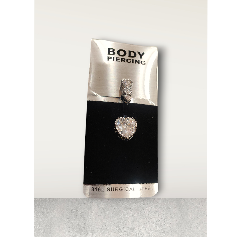 Χειρουργικό ατσάλι αφαλού με τριπλές καρδιές στρας