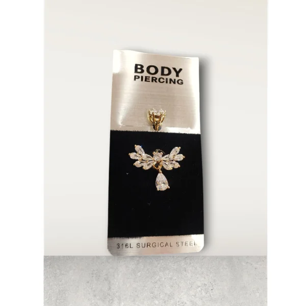 Σκουλαρίκι αφαλού σε χρυσή απόχρωση φτερά στρας