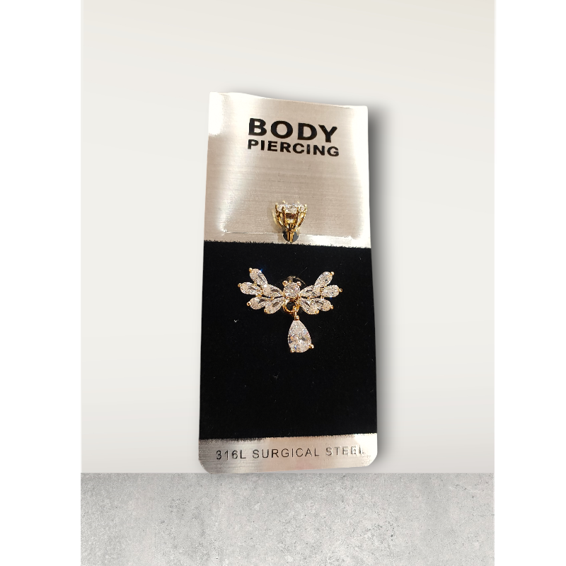 Σκουλαρίκι αφαλού σε χρυσή απόχρωση φτερά στρας