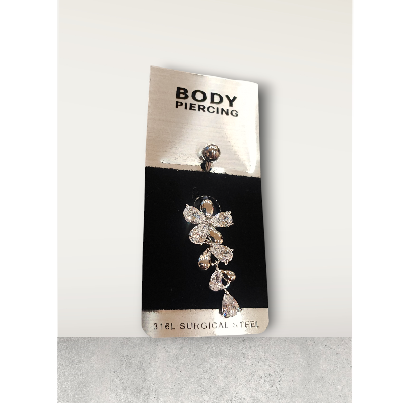 Χειρουργικό ατσάλι σκουλαρίκι αφαλού πεταλούδα στρας