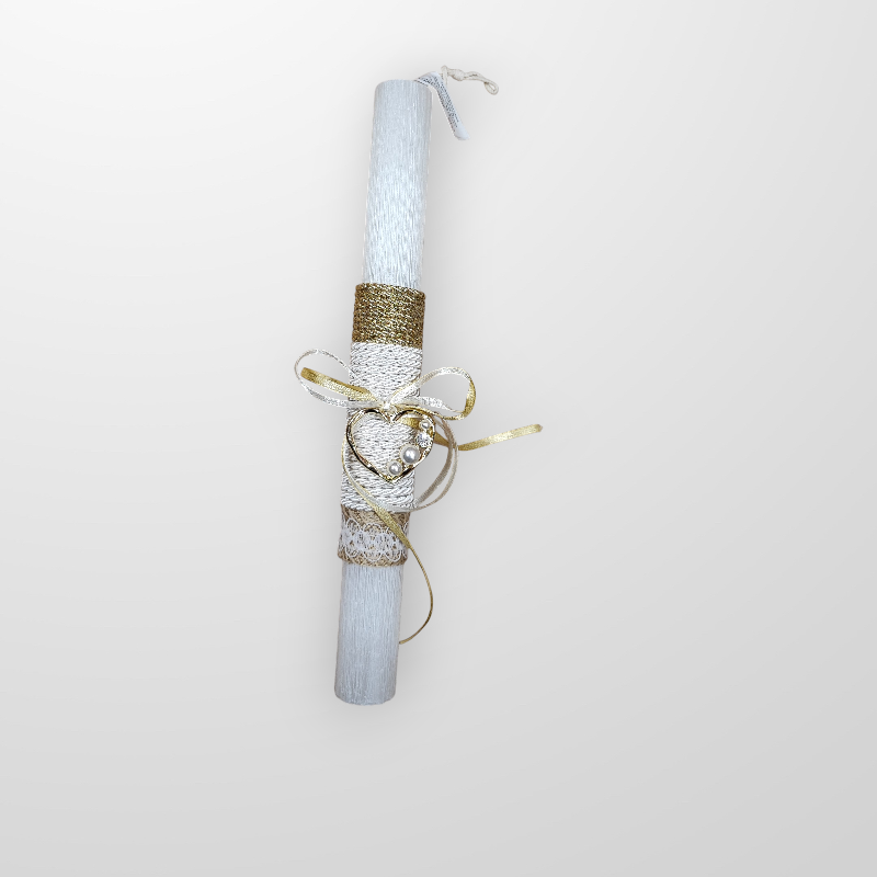 Λαμπάδα σε γήινες αποχρώσεις με μεταλλική καρδιά