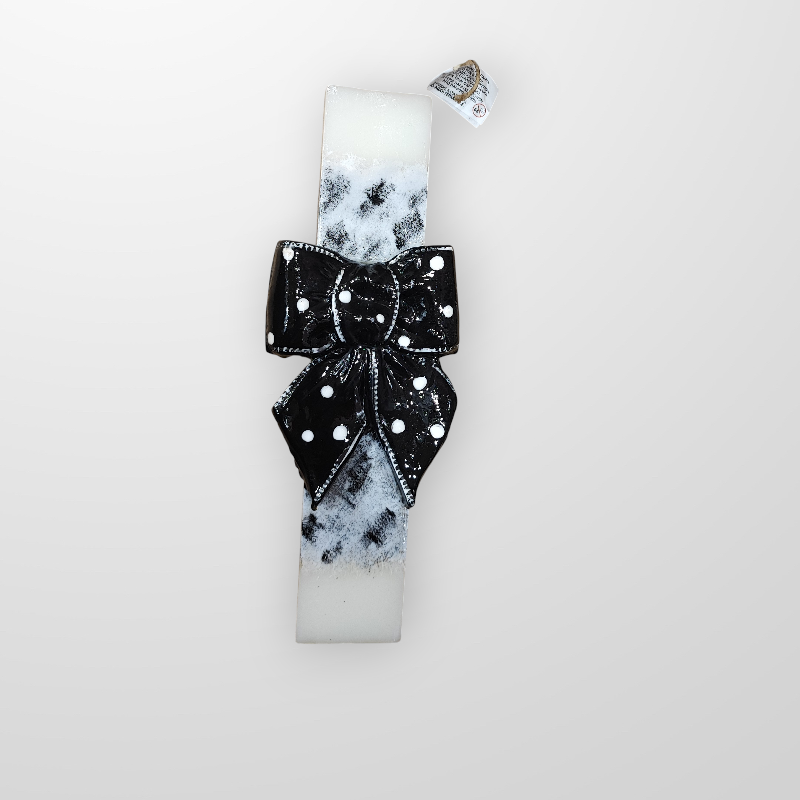 Λαμπάδα 3d μαύρος φιόγκος πουά