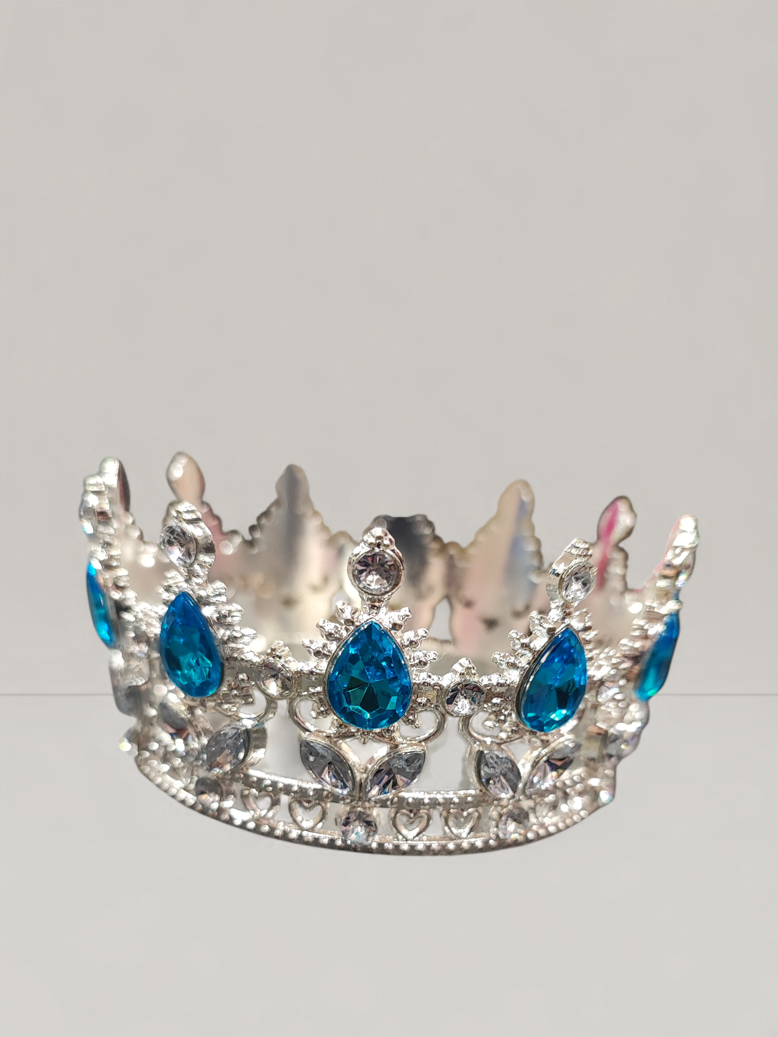 Κορώνα για Τούρτα με Γαλάζια Στρας | Πολυτελές Cake Topper Γενεθλίων – xrxgifts