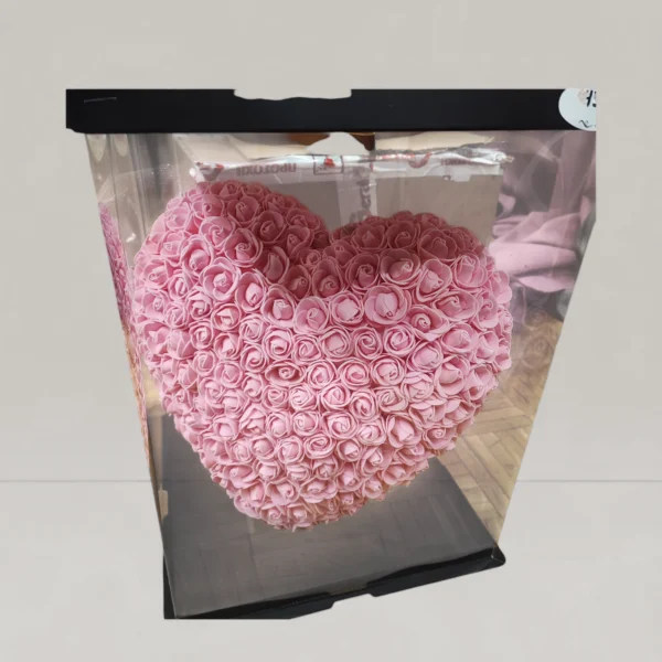 Καρδιά 45cm Ροζ από Τριαντάφυλλα Memory Foam σε Κουτί Δώρου | Πολυτελές Ρομαντικό Δώρο Αγίου Βαλεντίνου – XRX Gifts