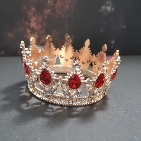 Rosegold κόρωνα για τούρτα με κόκκινα στρας