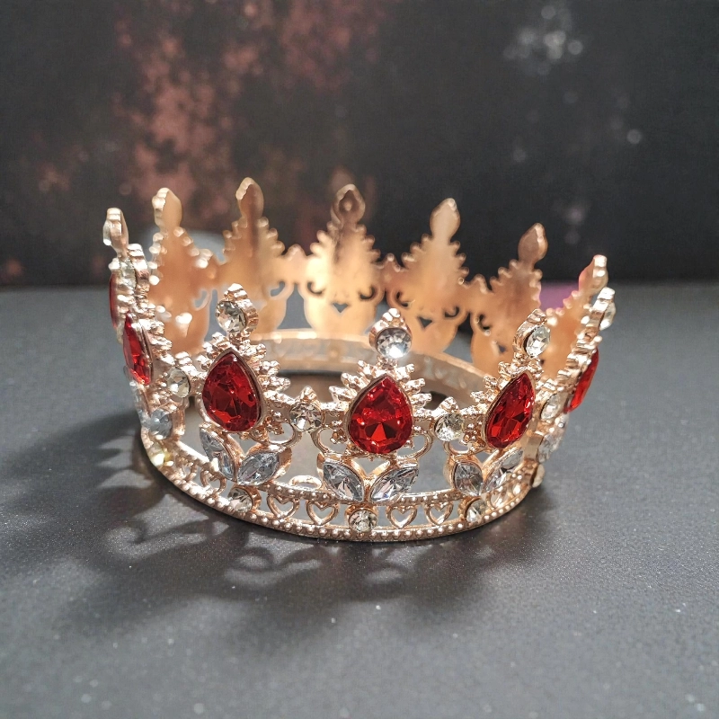 Rosegold κόρωνα για τούρτα με κόκκινα στρας