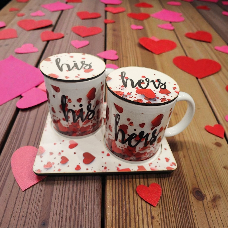 Σετ Κούπες His-Hers με Σουβέρ Βάση για Ζευγάρια | Ρομαντικό Δώρο Αγίου Βαλεντίνου – xrxgifts