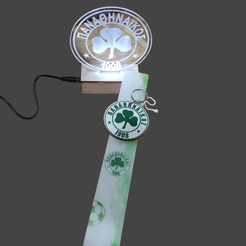 Λαμπάδα ΠΑΟ με Μπρελόκ & Φωτιζόμενο Σταντ – XRXGifts