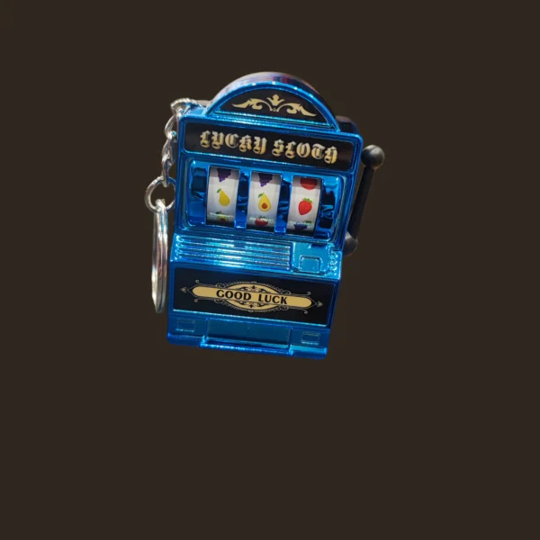 Μπρελόκ Κουλοχέρης Μίνι Μπλε Μεταλλικός – Λειτουργικός Mini Slot Machine Keychain